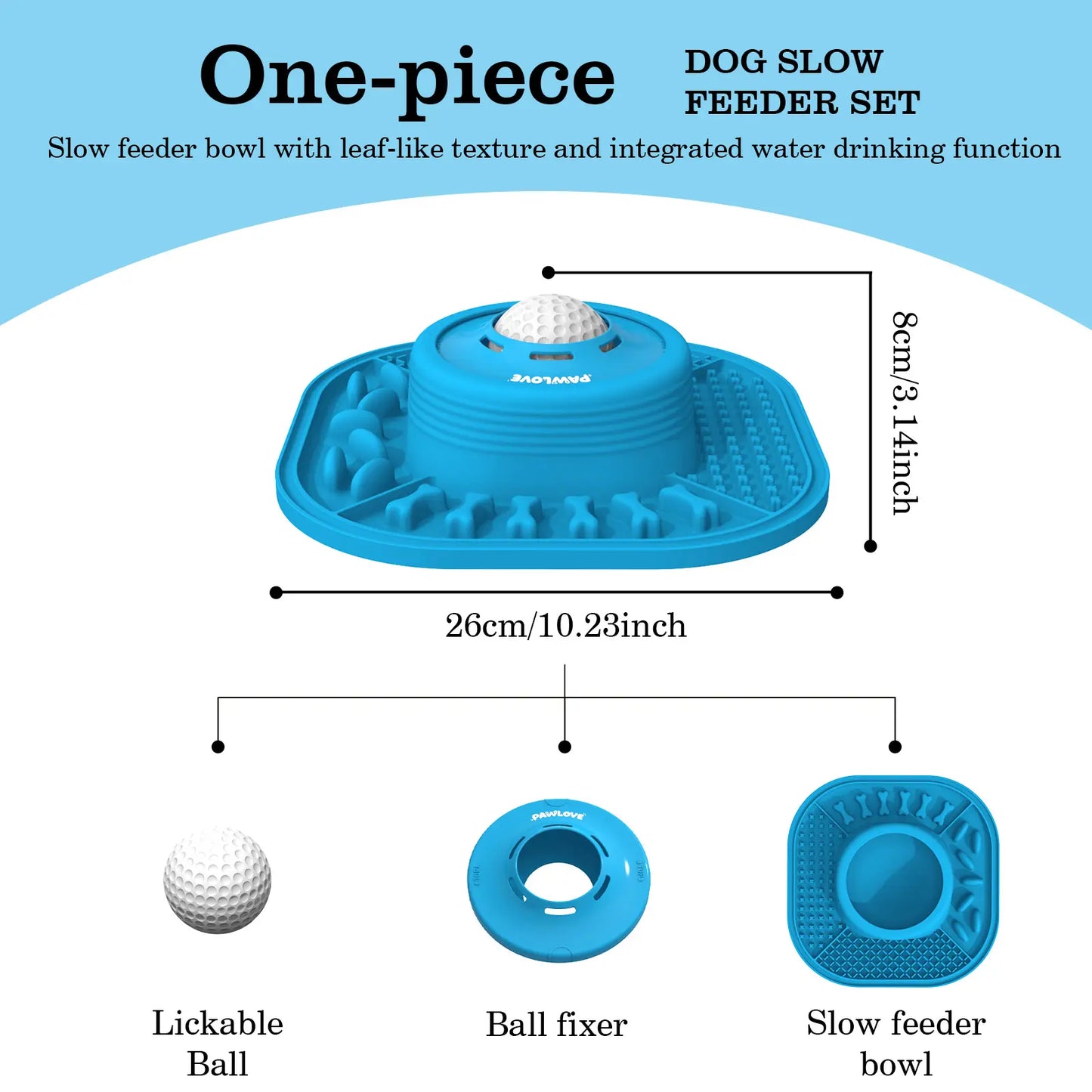 Pawlove Slow Feeder Bowl - Anti-Slip Ball-In Design, 3/4 Cup Capacity for Liquid Treats, Bone Broth, Yogurt, Anxiety Relief, Dishwasher Safe, Easy Wash - Post-Op Lick Toy for All Dog Breeds | Pet Supplies, Dog Accessories