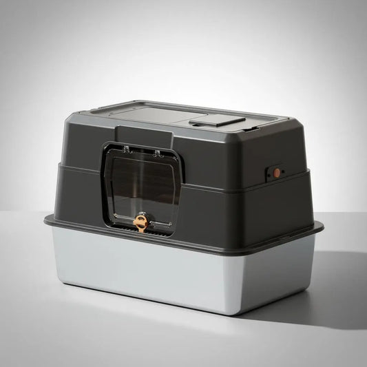 Fully Enclosed Stainless Steel Cat Litter Box - Dual Entry, Odor-Lock Design, 23.6In X 15.75In X 15.75In Litter Pan, Litter Bix Black Friday Special