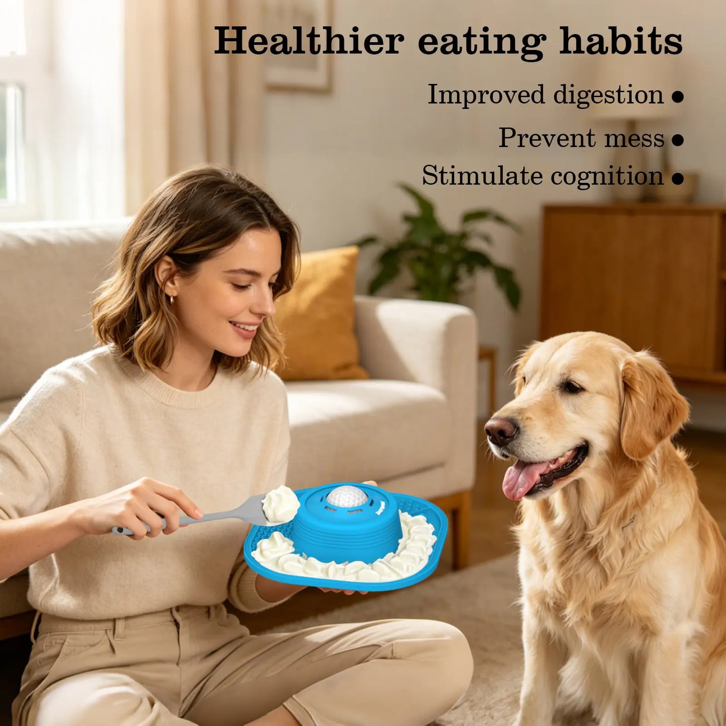 Pawlove Slow Feeder Bowl - Anti-Slip Ball-In Design, 3/4 Cup Capacity for Liquid Treats, Bone Broth, Yogurt, Anxiety Relief, Dishwasher Safe, Easy Wash - Post-Op Lick Toy for All Dog Breeds | Pet Supplies, Dog Accessories