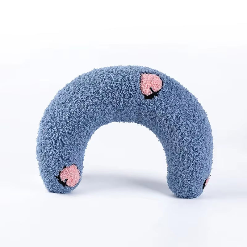 Pet Pillow for Cats and Dogs Soft Plush Thick Filling Cervical Support Hypoallergenic Washable Cover Deep Sleep U-Shaped Cat And